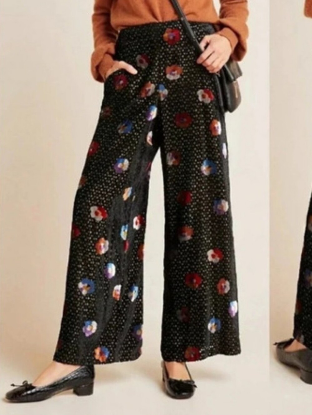 Anthropologie Eva Franco Printed Velvet Pants Trousers Size 4